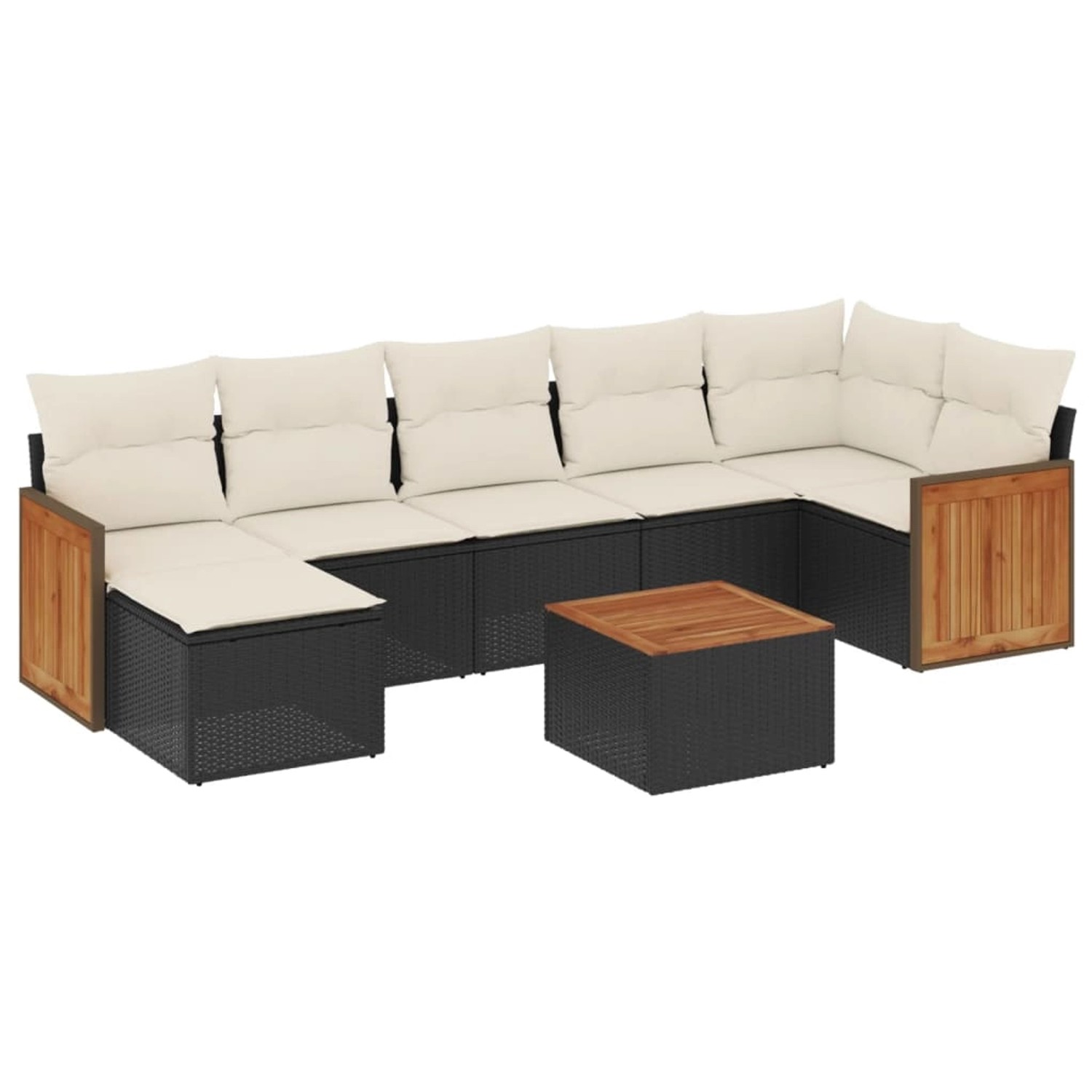 vidaXL 8-Tlg Garten-Sofagarnitur mit Kissen Schwarz Poly Rattan 3260278 günstig online kaufen