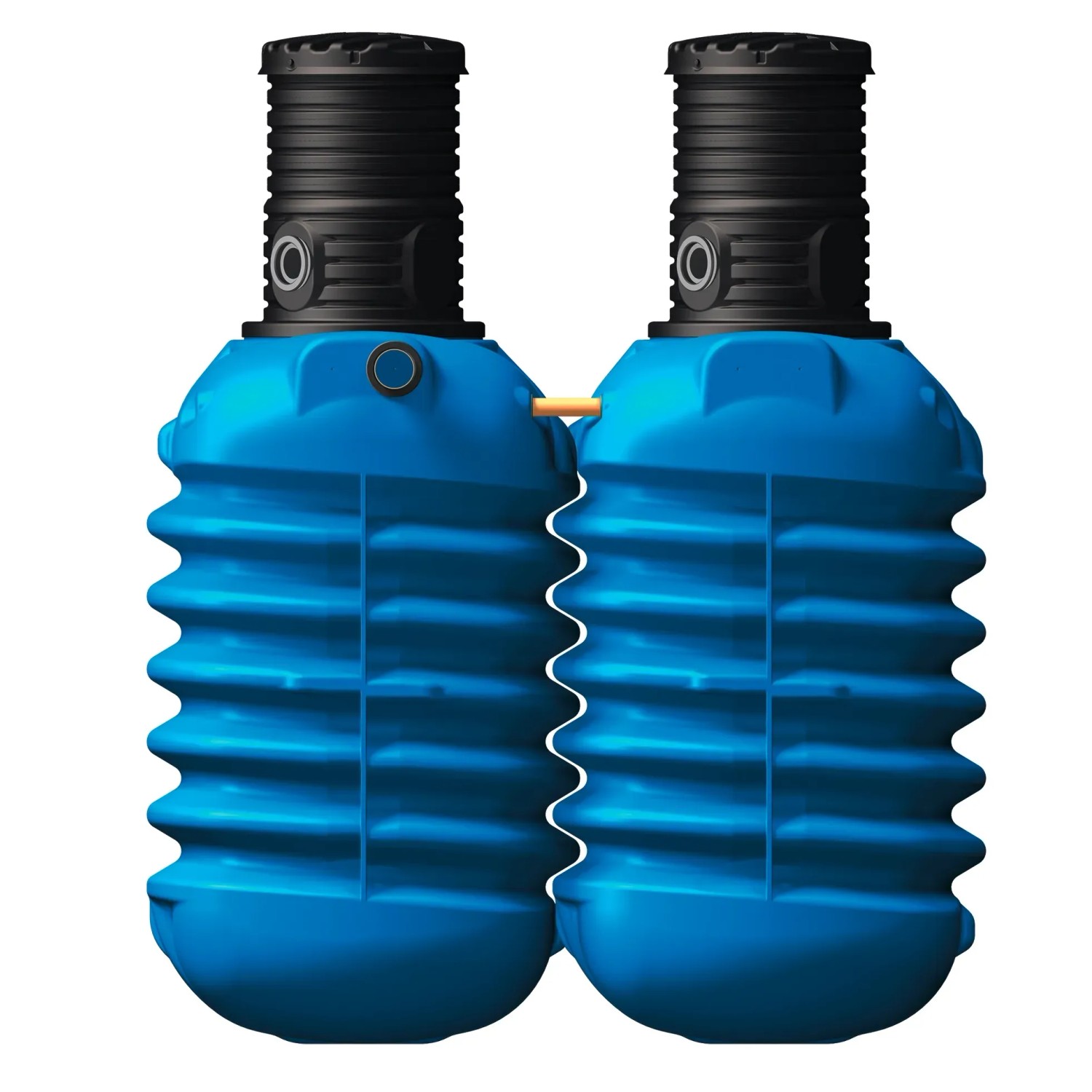 4rain Erdtank Modularis 5.000 l Garten-Comfort Set, blaue Zisterne mit schwarzem Domschacht.