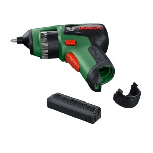 Bosch Akkuschrauber PSR Select, grün-schwarz, mit integrierter Bit-Trommel und separatem Akku. Kompaktes Akkugerät.