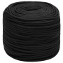 Schwarzes Bootsseil (8 mm, 25 m) aus Polypropylen, aufgerollt.