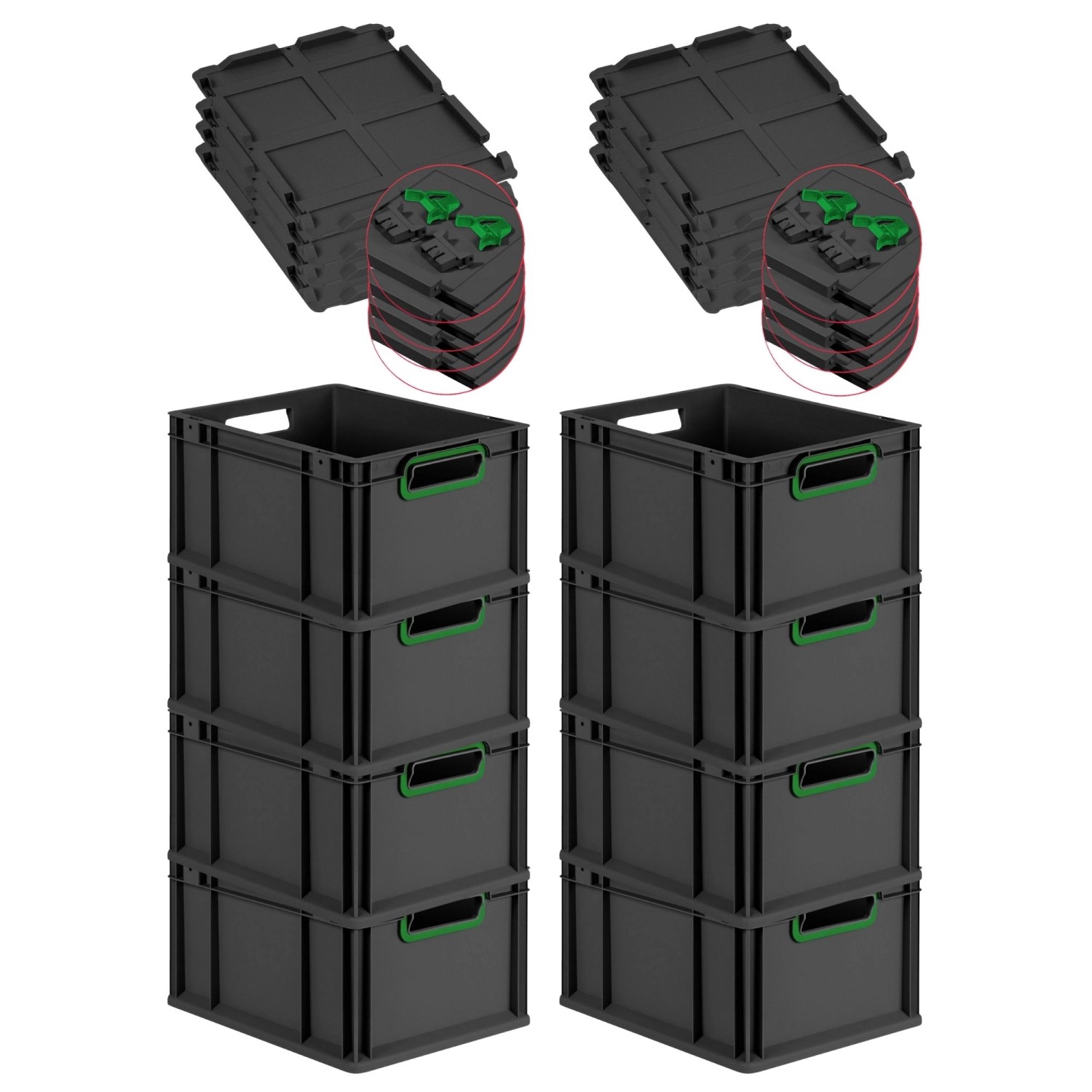 PROREGAL SuperSparSet 8x Eurobox Nextgen Color Mit Scharnierdeckel HxBxT 22 günstig online kaufen