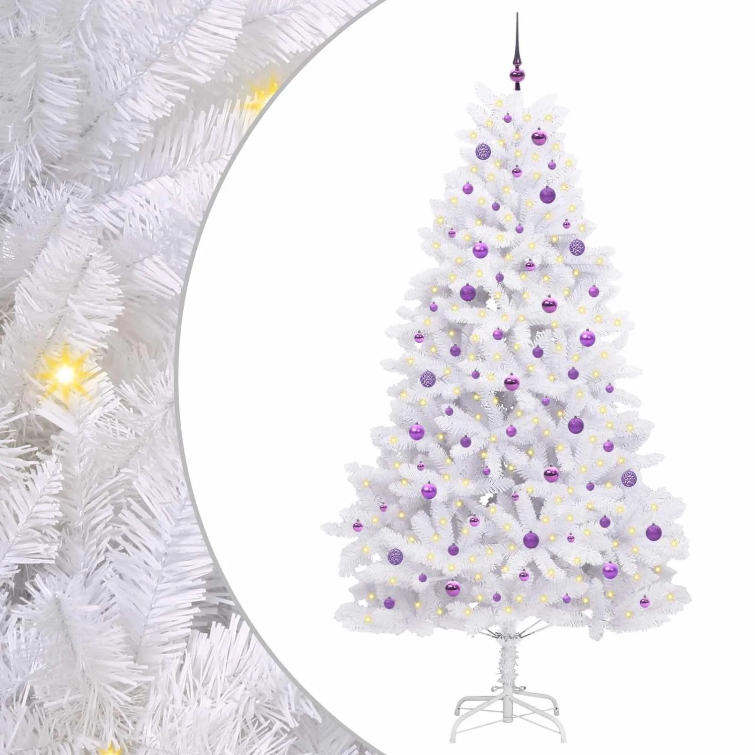 vidaXL Künstlicher Klappbarer Weihnachtsbaum Weiß 240 cm PVC und Stahl 3426618