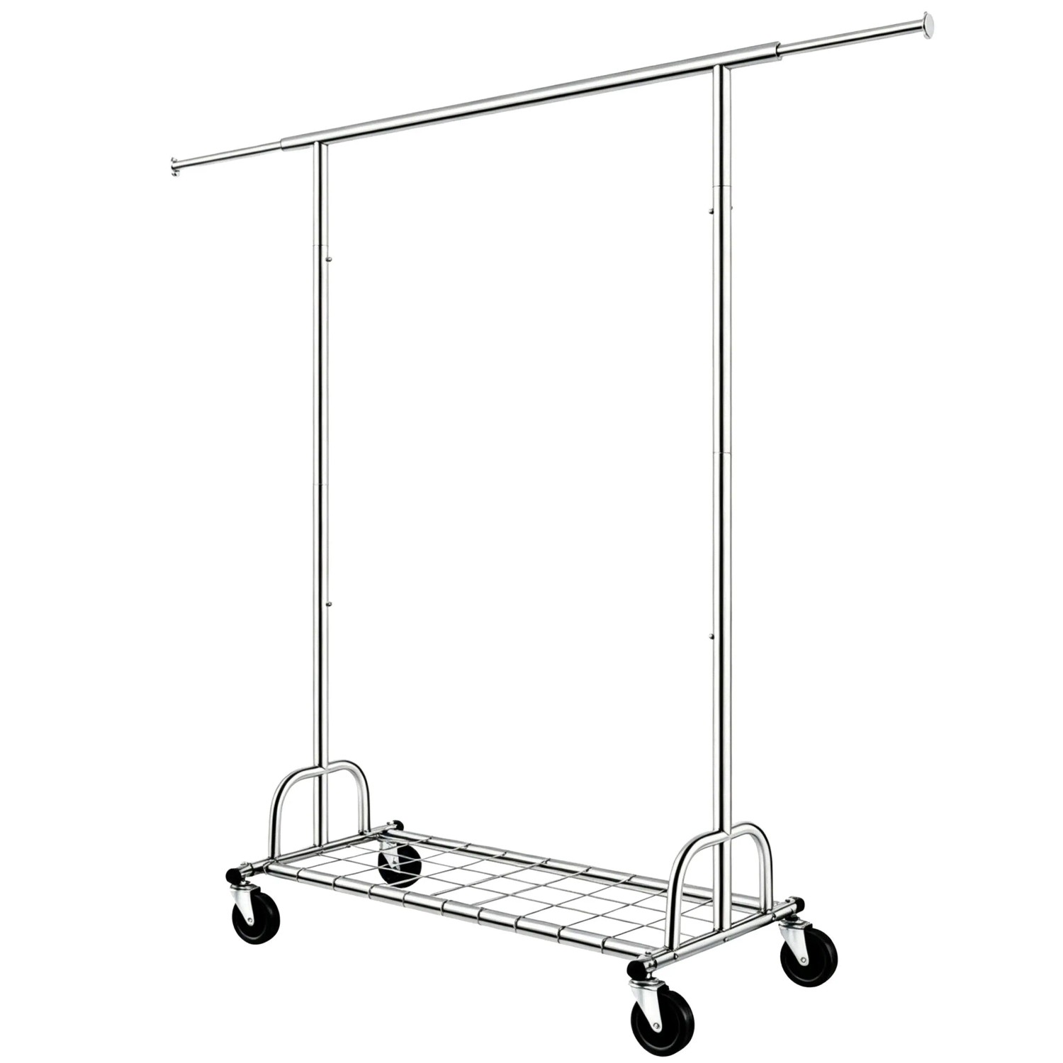 Relaxdays Kleiderständer Stahl Silber Schwerlast Ausziehbar mit Rollen mit Feststellbremse 174 cm x 55 cm x 160 cm 9,04 kg