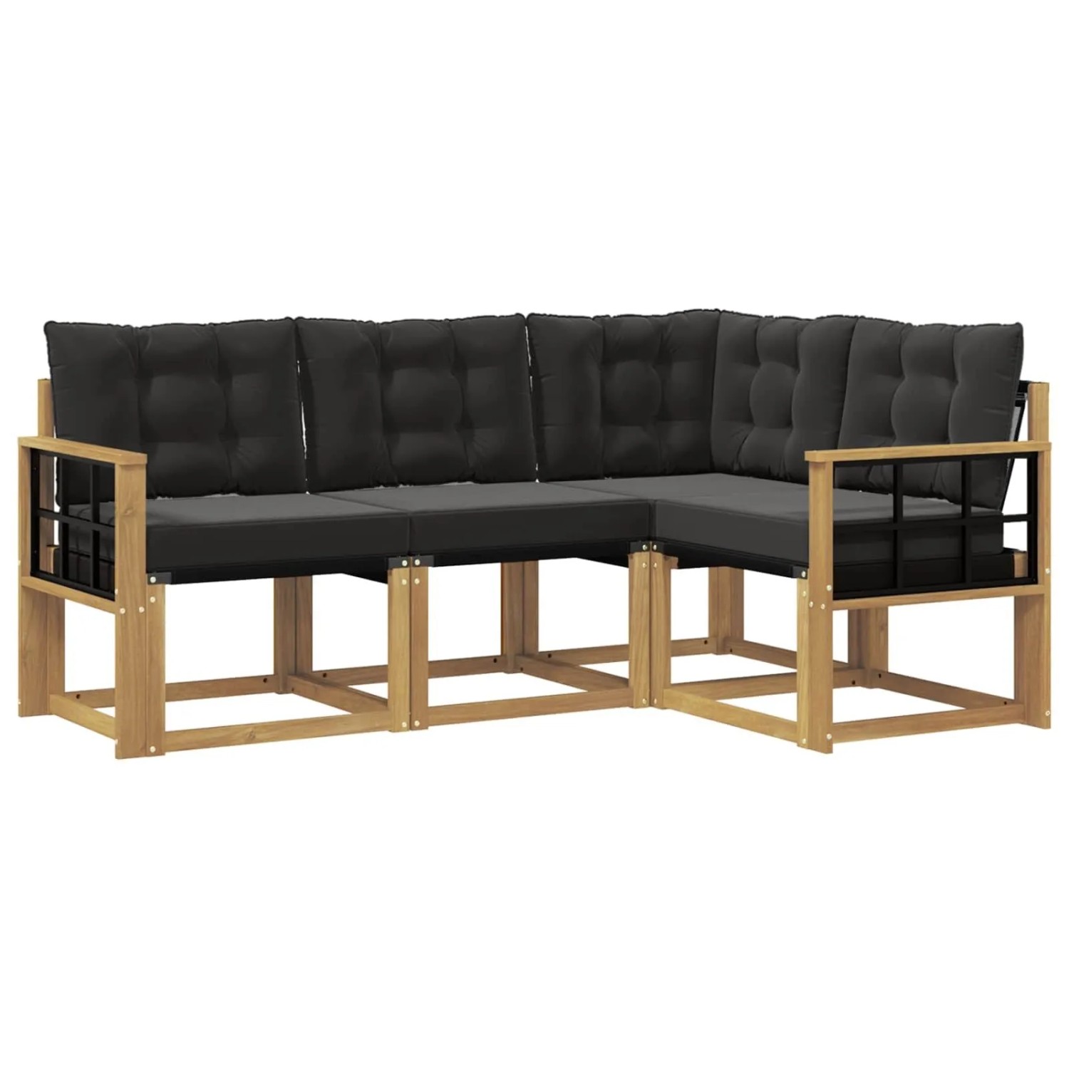 vidaXL Outdoor-Sofagarnitur mit Kissen 4-Tlg Weiß und Schwarz 3389434