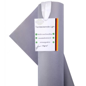 Sensalux Tischdeckenrolle Light, 1,10 m x 25 m, Grau. Stoffähnliche Vlies-Tischdecke auf Rolle.