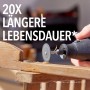 Dremel Schleifscheiben-Set Max SC411DM im Einsatz beim Schleifen von Holz. Zubehör für Miniaturwerkzeuge.
