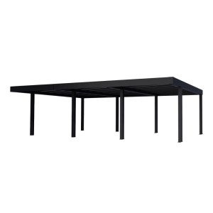 Canopia Carport Oslo, 901x596 cm, Alu schwarz, Paneele grau. Robuste KFZ-Überdachung für 3 Fahrzeuge.