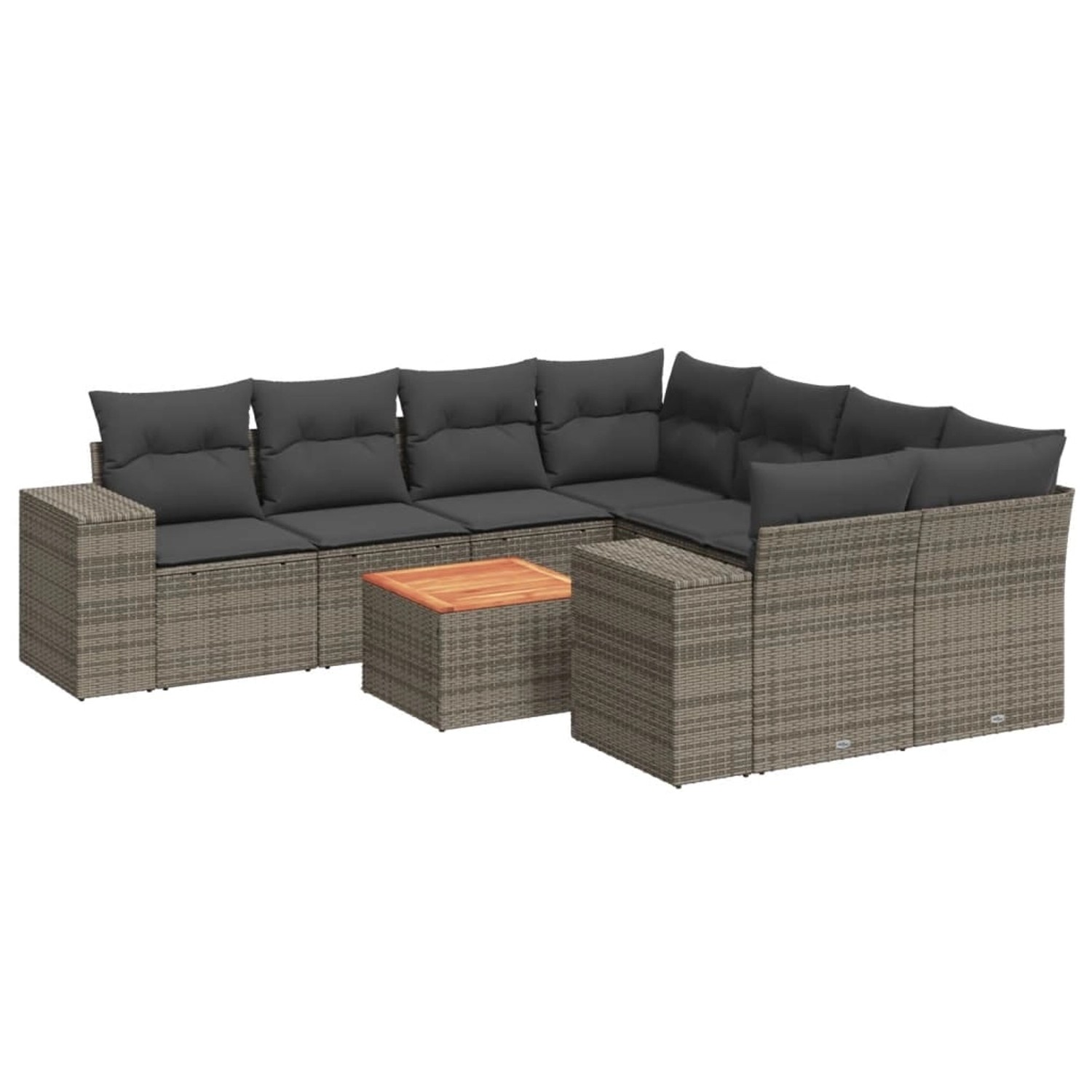 vidaXL 9-Tlg Garten-Sofagarnitur mit Kissen Grau Poly Rattan 3225374 günstig online kaufen