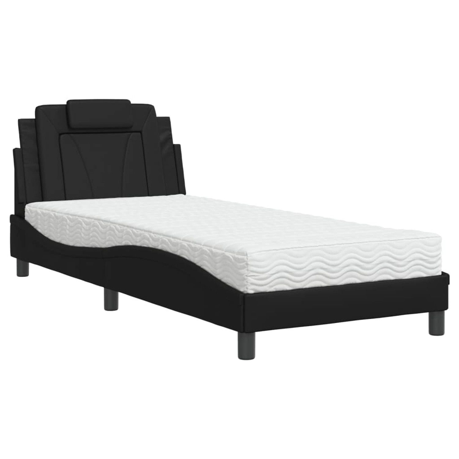 vidaXL Bett Viana mit Matratze Schwarz 90x190 cm Kunstleder 3208761