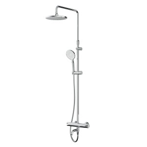 AM.PM Duschsystem Hit mit Thermostat, Wanneneinlauf und Duschstange in Chrom.