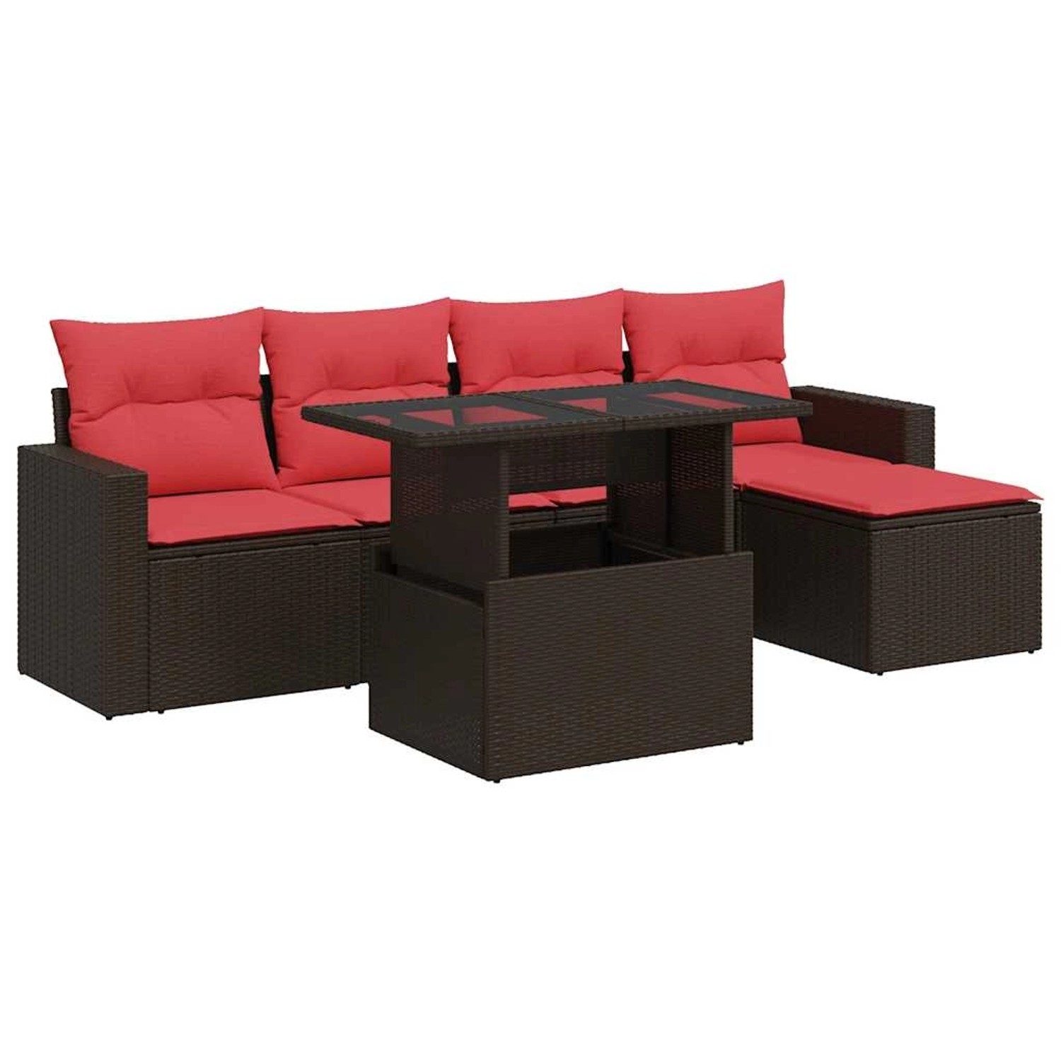 vidaXL 6-Tlg Garten-Sofagarnitur mit Kissen Braun Poly Rattan Akazie 332630 günstig online kaufen