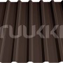 Detailaufnahme: Dunkelbraunes Trapezblech T20 für Holzbrüder Doppelcarport Ralf.