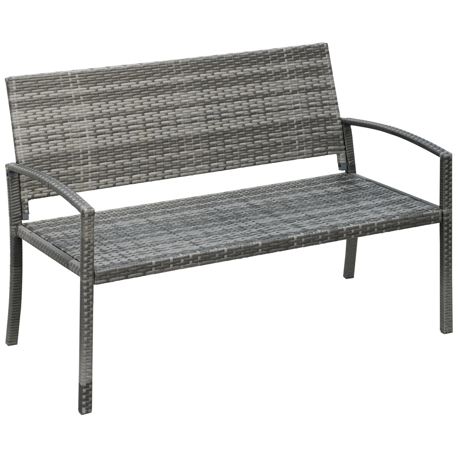 Furnicato Gartenbank Rattanoptik Stahlrahmen 122x60x87cm Braun