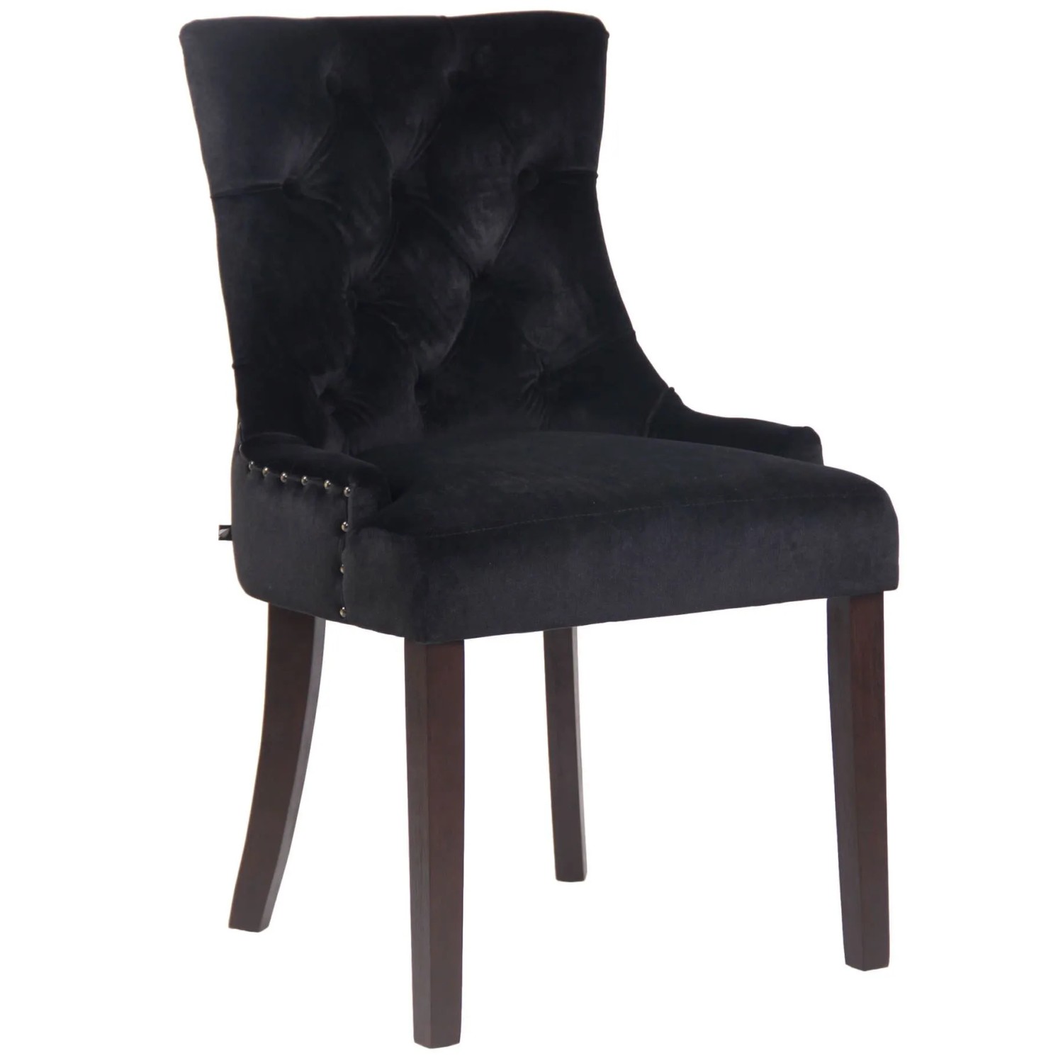 DELUKE Esszimmerstuhl HILON Samt Schwarz 55x58x92cm Braun Essstühle Esszimmerstühle Küchenstühle Wohnzimmerstühle