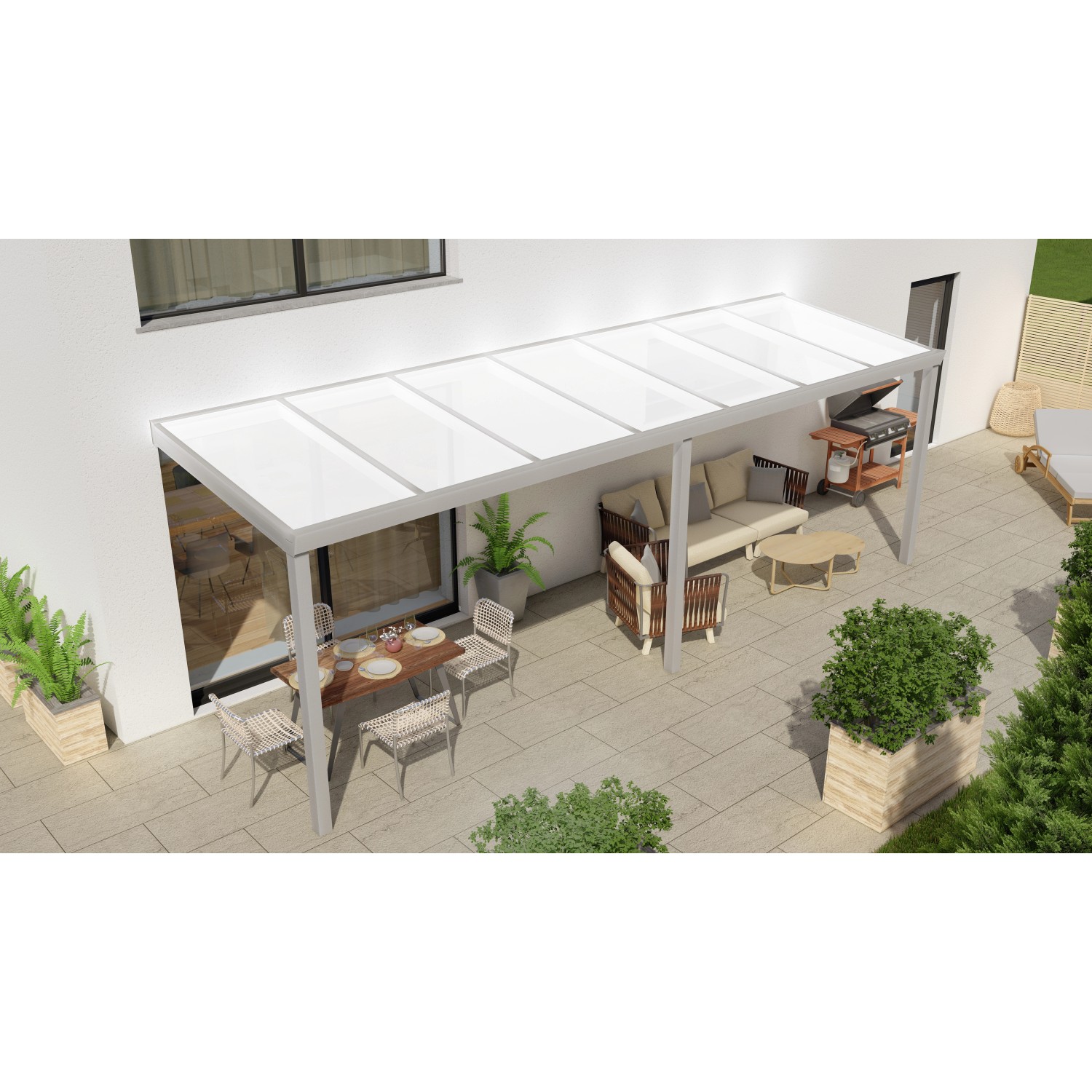 Terrassenüberdachung Professional 700 cm x 250 cm Grau Struktur PC Opal günstig online kaufen