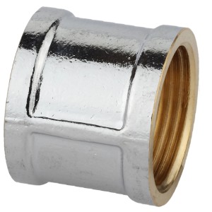 Kirchhoff Doppelmuffe, 15mm (3/8 IG), Chrom, Gewindefitting für Sanitär- und Heizungsinstallationen.