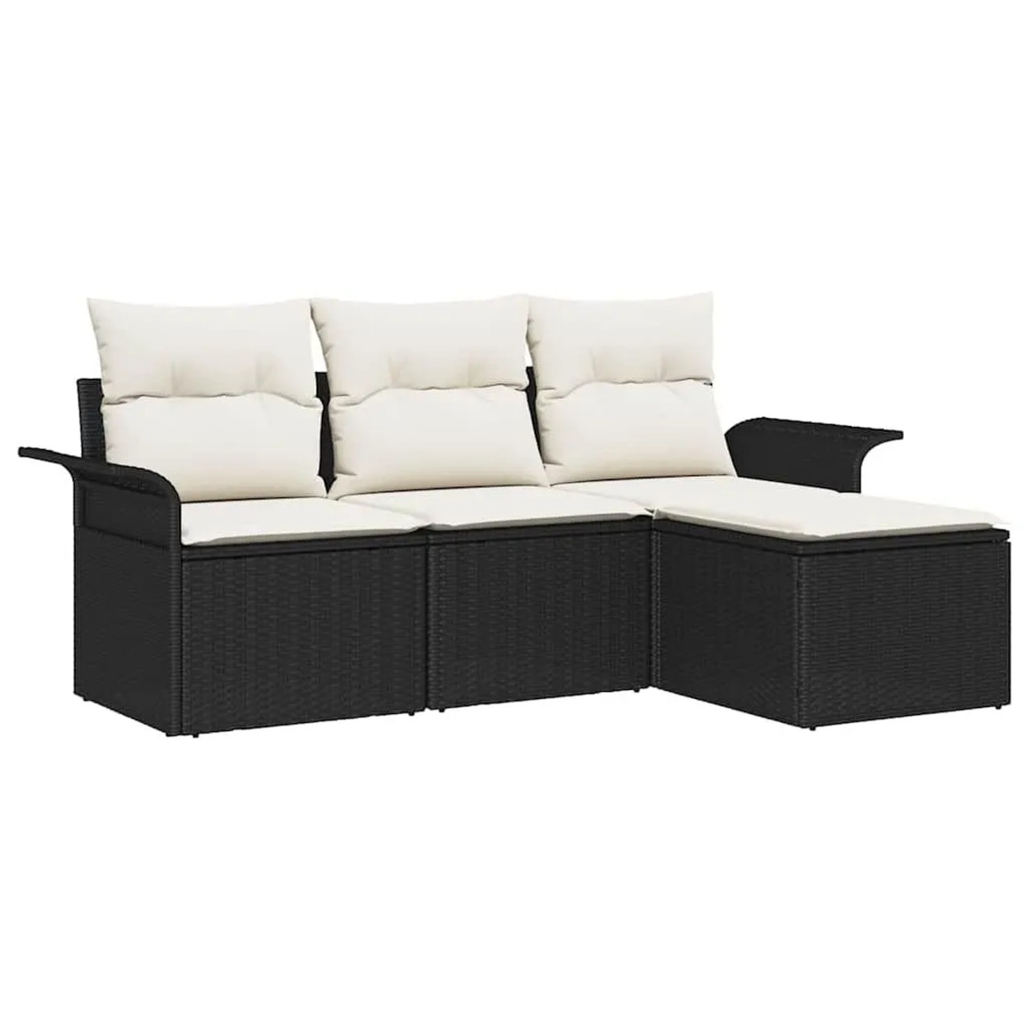 vidaXL Sofa Set mit Kissen 4-Tlg Schwarz und Creme Poly-Rattan 3345307 günstig online kaufen
