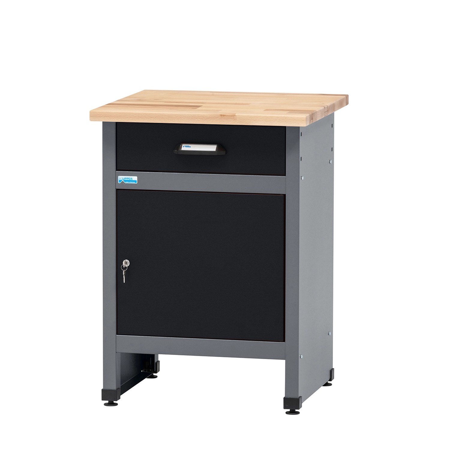 Küpper Werkbank Eintürig mit 1 Schublade 84 x 60 x 60 cm Schwarz-Hellgrau günstig online kaufen