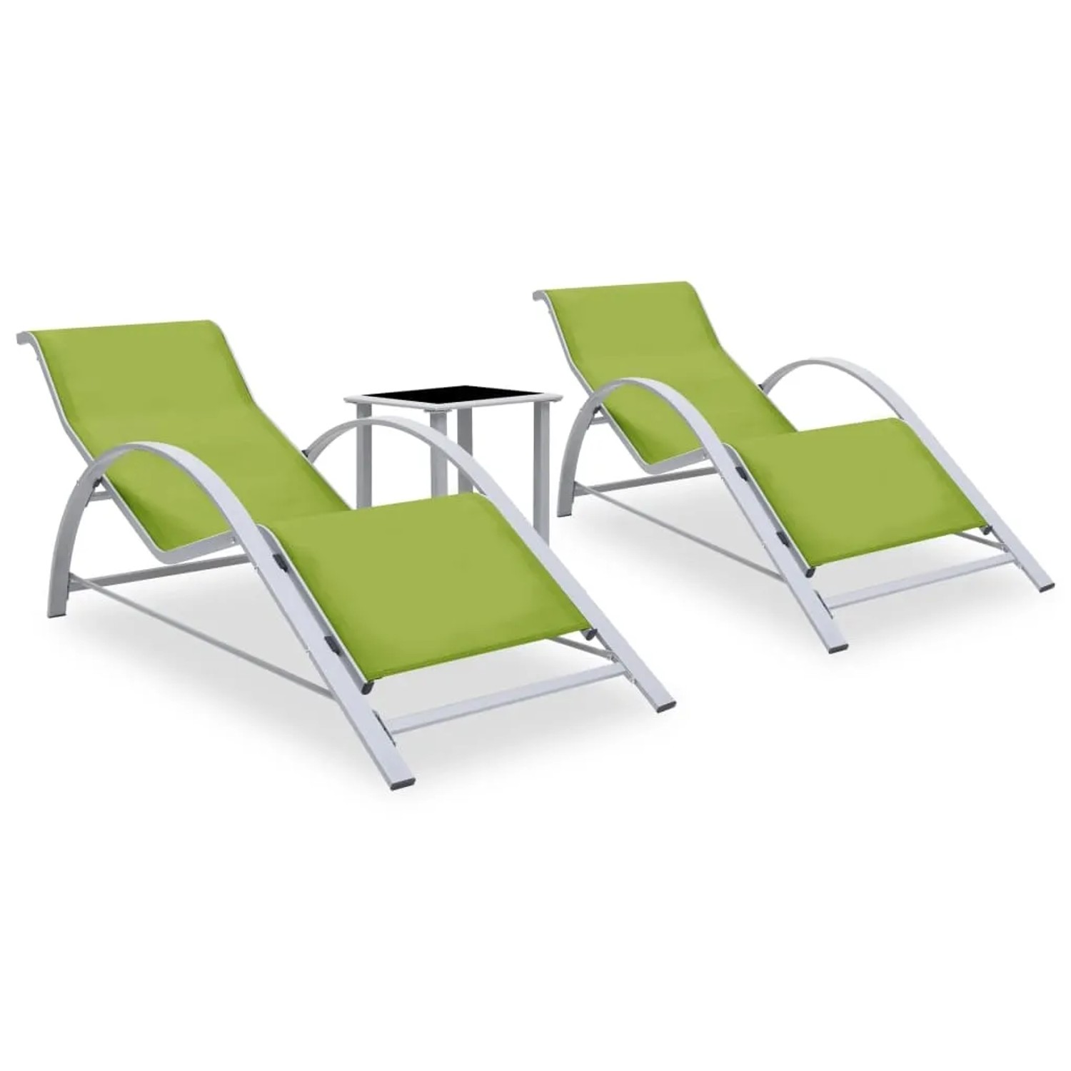 vidaXL Sonnenliegen 2 Stk mit Tisch Aluminium Grün 310540
