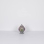 Silbergraue Globo Pendelleuchte mit bunten Acrylkristallen, 270x1200mm.