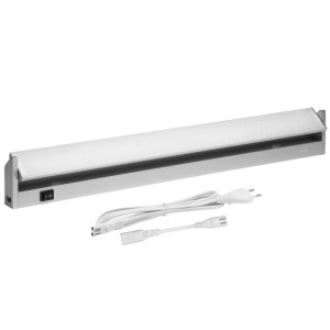 Oktaplex LED Unterbauleuchte, 60cm, Aluminium, warmweiß, mit Schalter und Kabel.