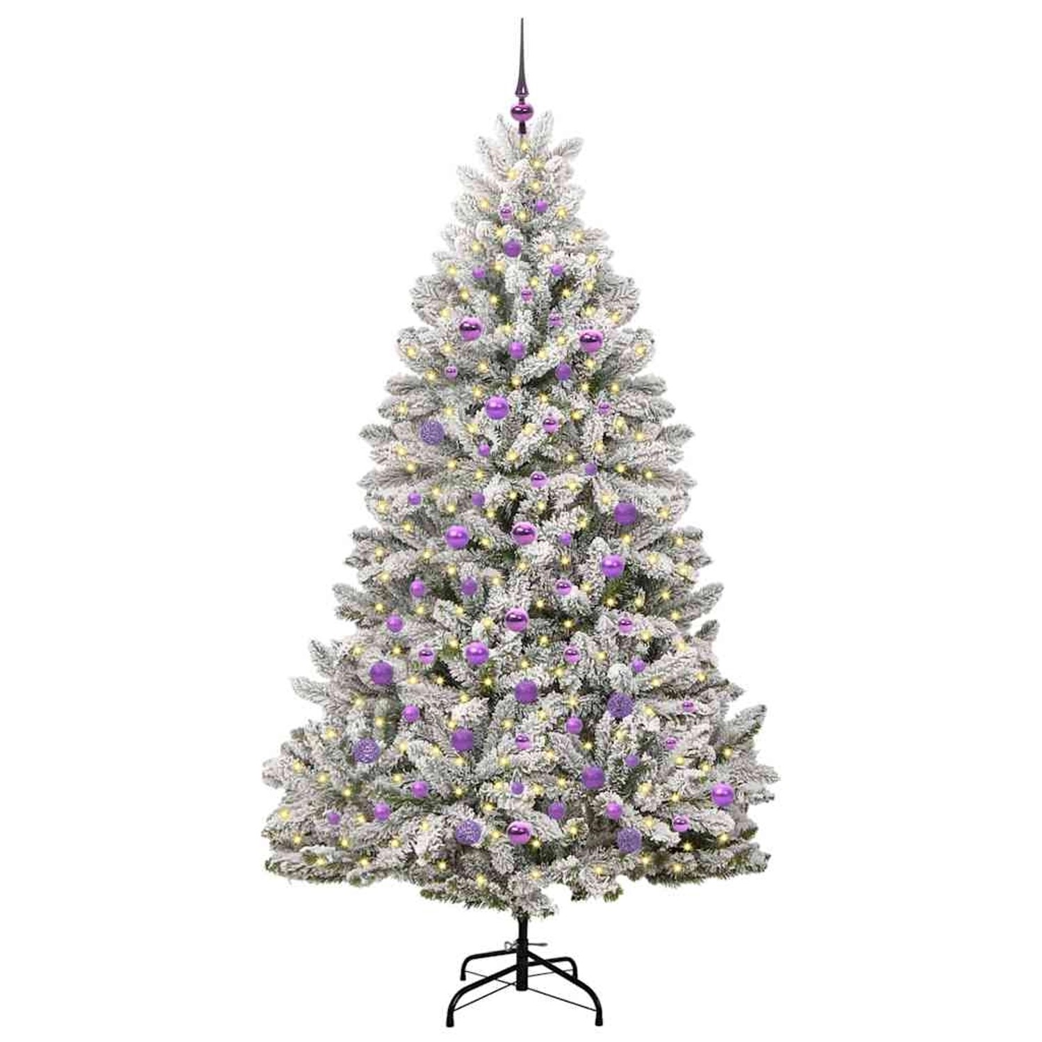 vidaXL Künstlicher Weihnachtsbaum Grün und Weiß 210 cm PVC und Metall 3395763