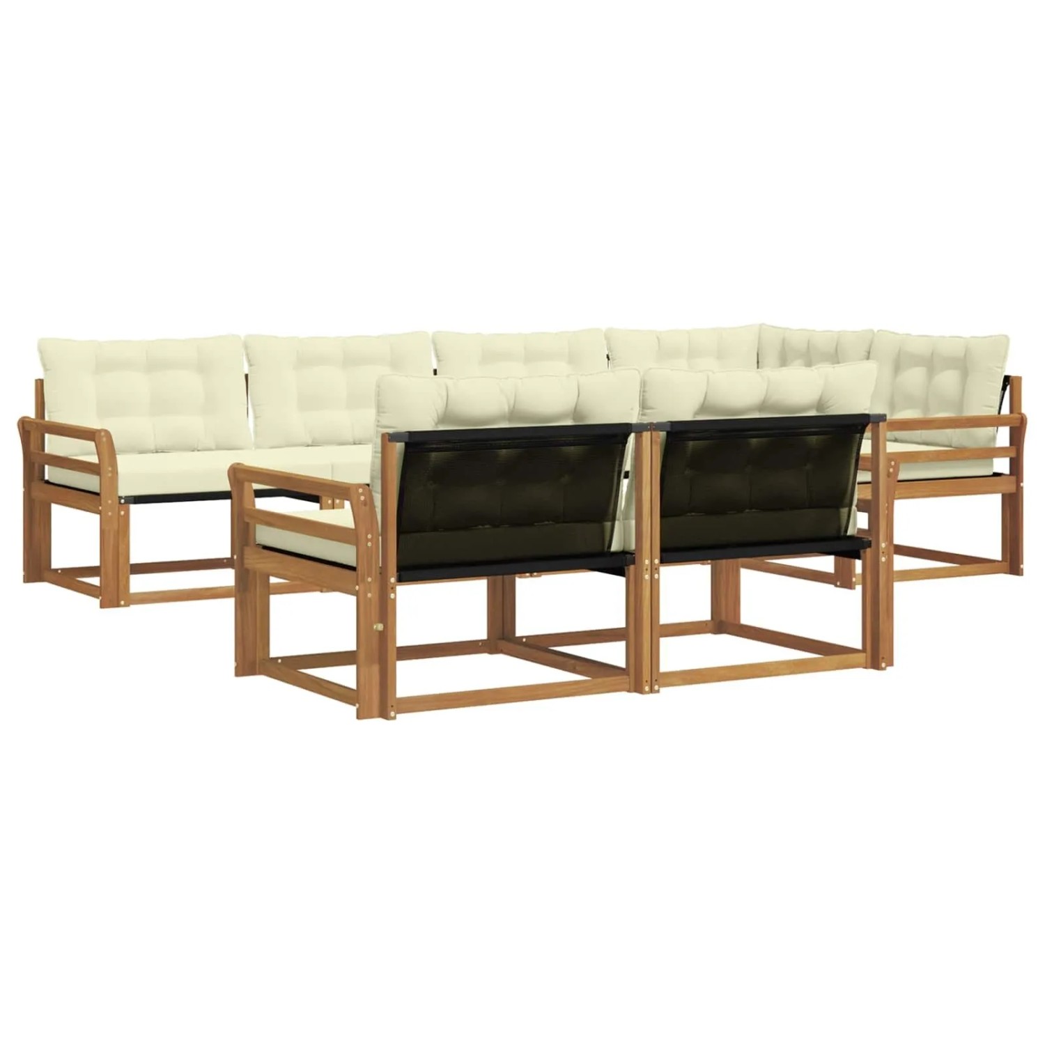 vidaXL Outdoor-Sofagarnitur mit Kissen 7-Tlg Natur und Creme 3369553
