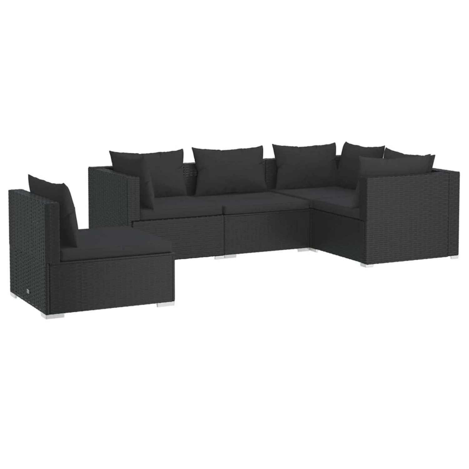 Vidaxl 5-tlg. Garten-lounge-set Mit Kissen Poly Rattan Schwarz günstig online kaufen