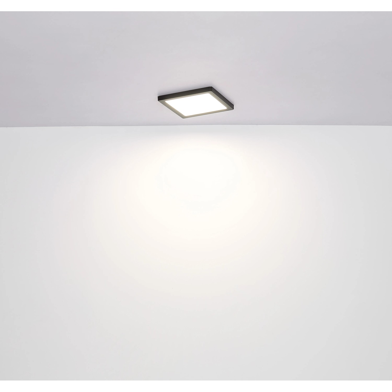 Quadratische, weiße LED-Deckenleuchte Lasse von Globo, 291x291x17 mm, mit einstellbaren Weißtönen.