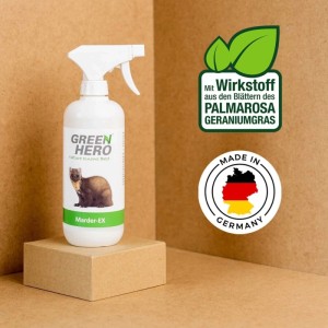 GreenHero Marder-Ex Spray gegen Marderverbiss, mit Geraniol aus Palmarosa-Gras.
