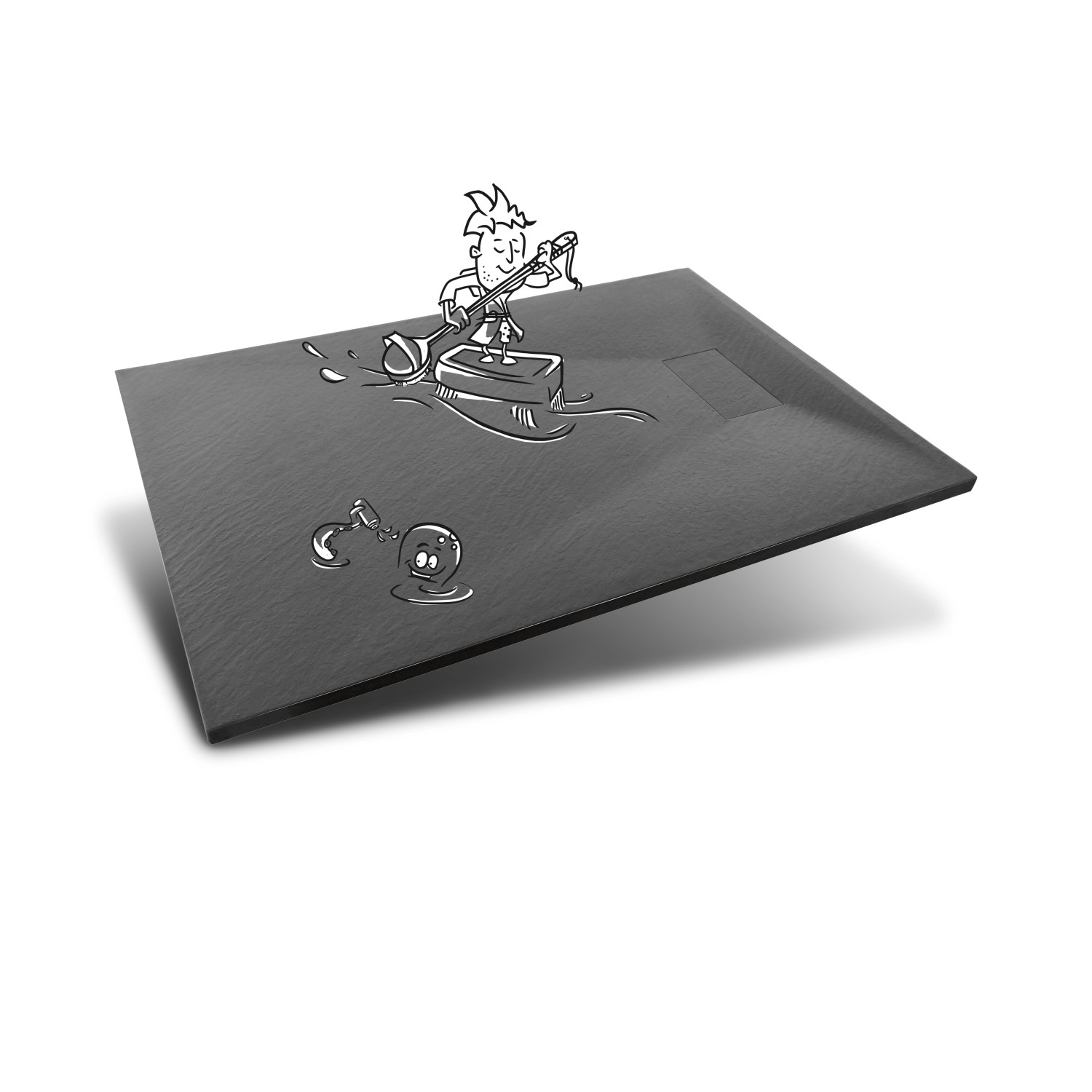 baliv Duschwanne DW-120.90E in Steinoptik Anthrazit, Detailansicht.