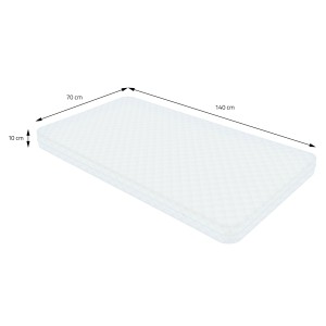 Weiße ML-Design Matratze 70x140 cm für Kinderbett, geeignet für Allergiker, mit abnehmbarem Bezug.