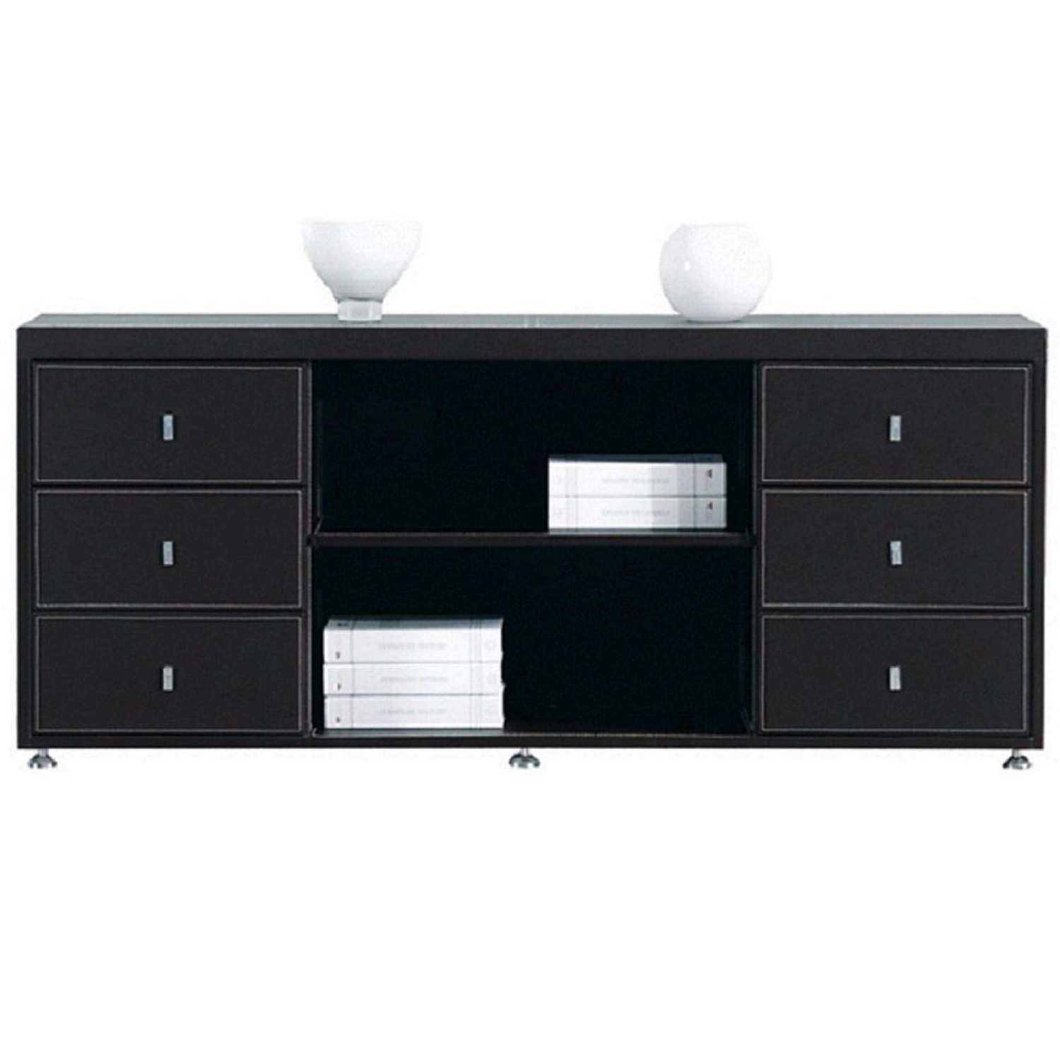 Jet-Line Aktenschrank/Sideboard Padova in Schwarz  Bezogen mit Kunstleder 6 günstig online kaufen