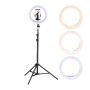 Relaxdays LED Ringlicht mit Stativ Kunststoff Eisen Weiß Schwarz Dimmbar Höhenverstellbar 68 cm bis 153 cm x 50 cm x 50 cm 0,6 kg