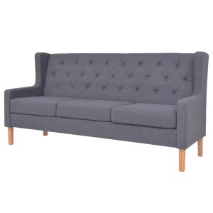 Graues 3-tlg. vidaXL Sofa-Set aus Stoff, bestehend aus Sessel, 2-Sitzer und 3-Sitzer Sofa.