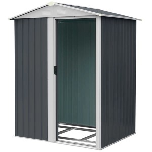 Home Deluxe Geräteschuppen Bohio S, 151x131x189 cm, anthrazit, mit Schiebetür und Metallrahmen.