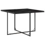 Schwarze 5-tlg. Garten Essgruppe aus Poly Rattan mit Glasplatte und Stahlgestell.