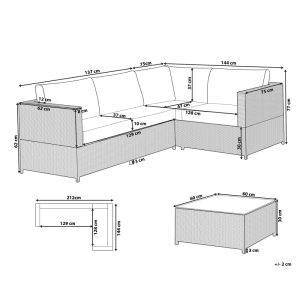 Beliani Lounge Set Grau 144x212x77