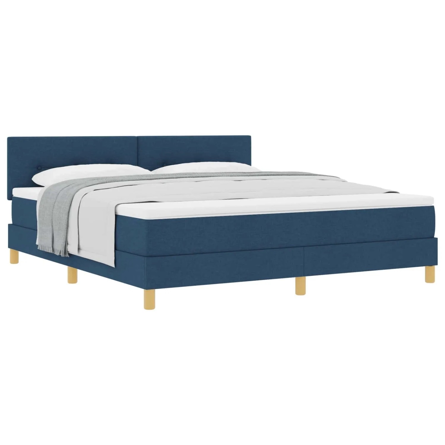 vidaXL Boxspringbett mit Matratze mit Kopfteil Blau 180 x 200 cm Stoff 3338943
