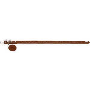 Hunter Aalborg Style Hundehalsband aus Leder, cognacbraun, mit Nieten und Anhänger.