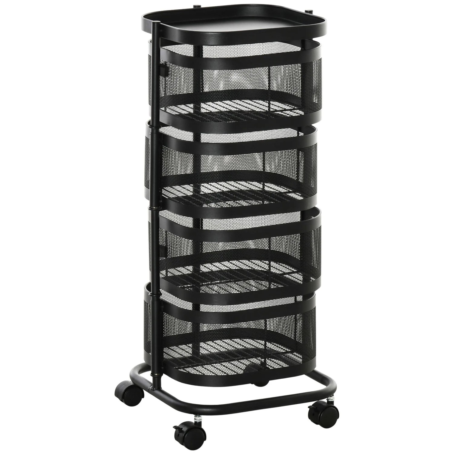 HOMCOM Ultility Cart Stahl 33L x 33B x 77H cm Schwarz