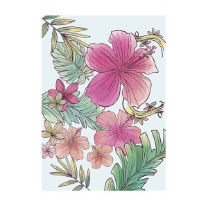 Komar Poster: Blumen in Rosa und Grün (30x40 cm). Dekorative Fototapete mit floralem Muster.