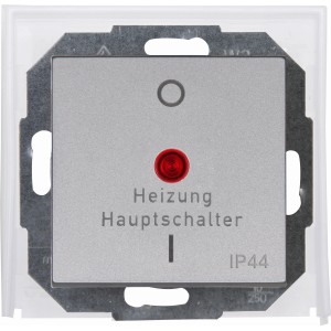 Kopp A/W-Schalter Stahl, Aufputz-Schalter mit roter Kontrollleuchte und IP44 Schutz.