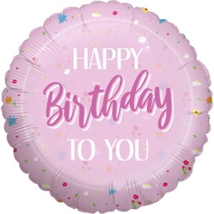 Party Factory Folienballon Happy Birthday Rosa Motiv 1 Ø 45 cm