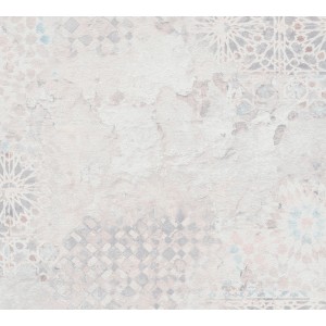 Metropolitan Stories II Vliestapete in Creme mit Vintage Fliesenmuster.