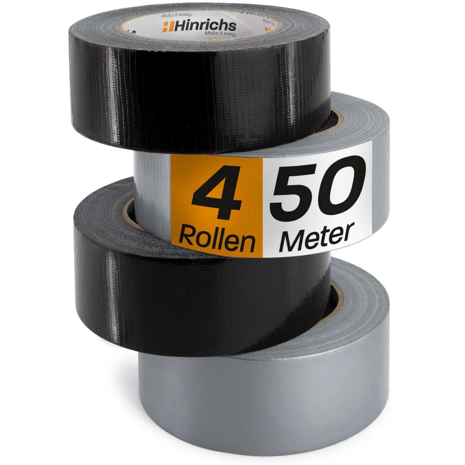 Hinrichs 4 Rollen Panzerband 50 Meter Schwarz und Silber