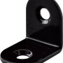 Schwarzer Hettich Stuhlwinkel, 20x20x15 mm, aus pulverbeschichtetem Stahl, zur Möbelverbindung.