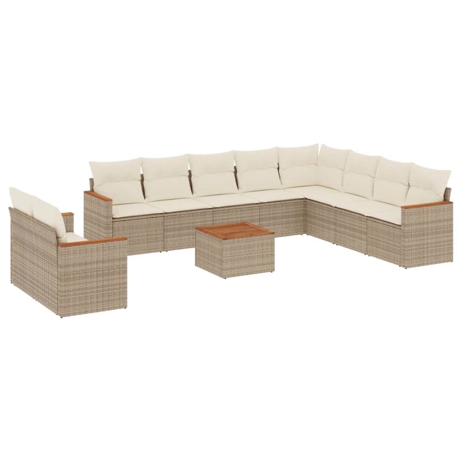 vidaXL 11-Tlg Garten-Sofagarnitur mit Kissen Beige Poly Rattan 3226121 günstig online kaufen