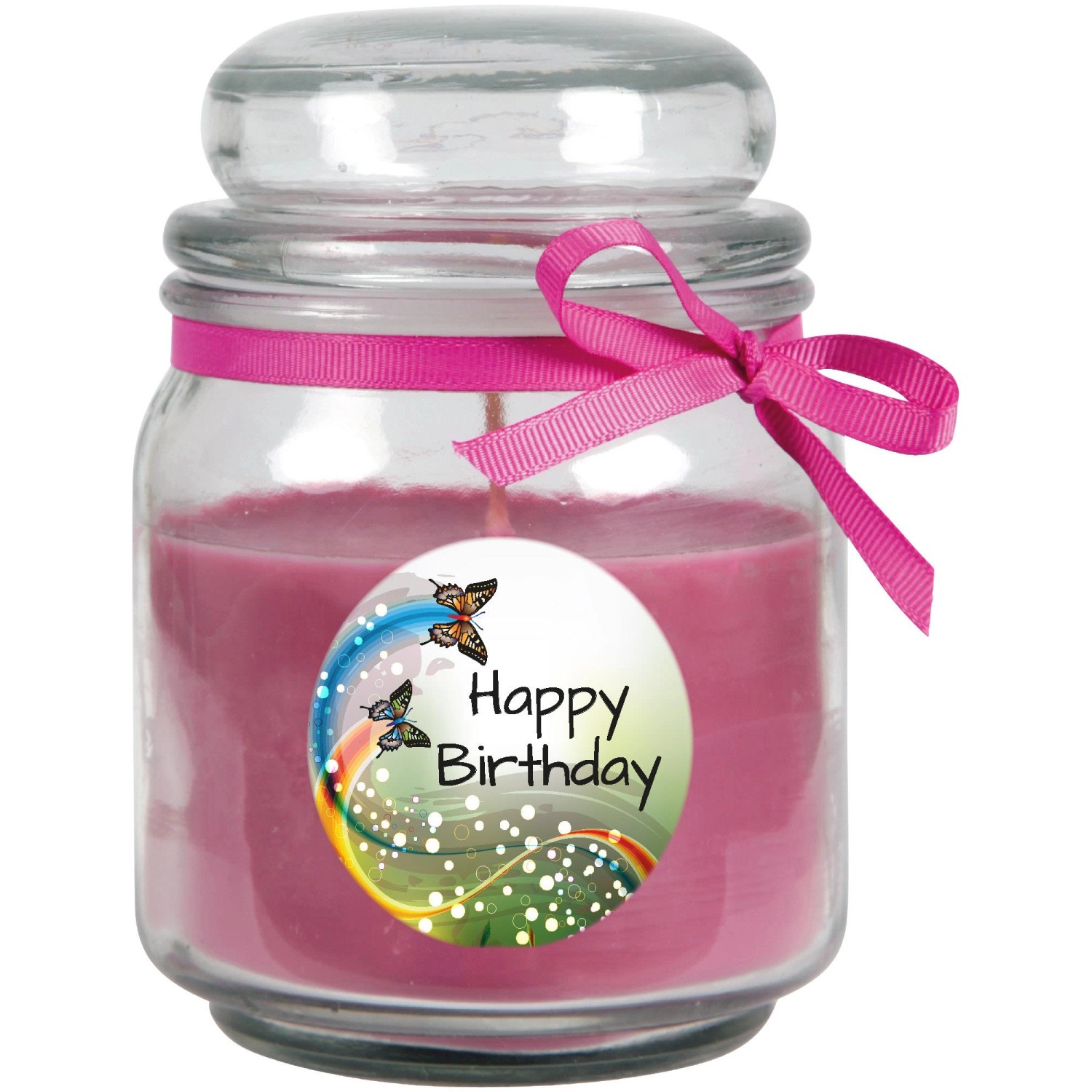 HS Candle Duftkerze & Glas Happy Birthday Bonbon Lavendel Schmetterling günstig online kaufen