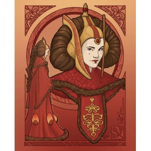 Disney Star Wars Poster: Padmé Amidala in Rot, 40x50 cm. Fototapete für Kinderzimmer.